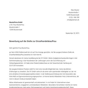 Vorlage / Muster: Anschreiben Simple