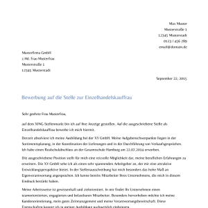 Vorlage / Muster: Anschreiben Belleza