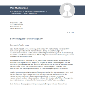 Vorlage / Muster: Bewerbungsschreiben 2016
