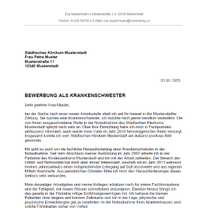 Bewerbung als Krankenschwester - Bewerbung.co