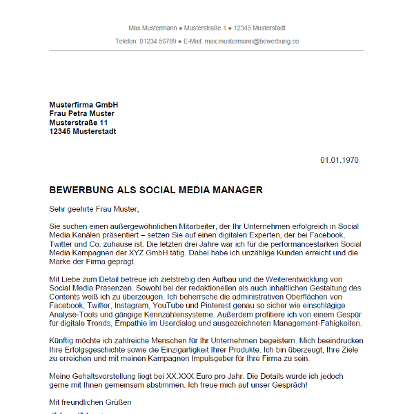 Bewerbung Als Social Media Manager Social Media Managerin Bewerbung Co