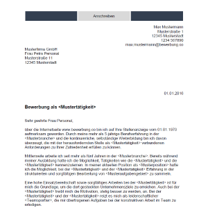 Vorlage / Muster: Bewerbungsanschreiben Muster