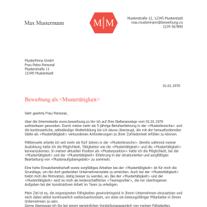 Vorlage / Muster: Bewerbungsanschreiben 2018