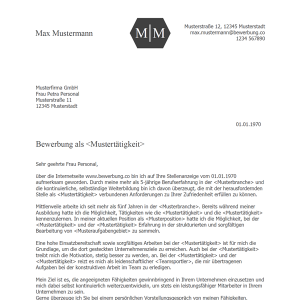 Vorlage / Muster: Bewerbungsschreiben 2018