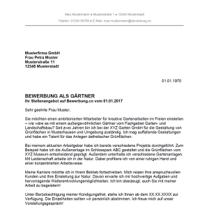 Bewerbung als Gärtner / Gärtnerin Bewerbung.co