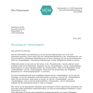 Vorlage / Muster: Bewerbungsschreiben Vorlage 2018