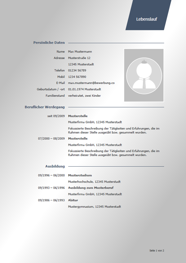 Lebenslauf Muster 48 Kostenlose Vorlagen Als Download