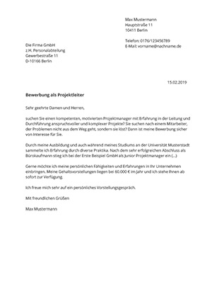 Klassischer Anschreiben