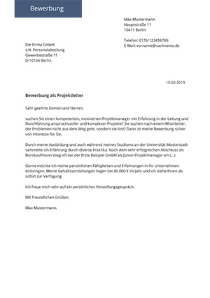 Anschreiben Vorlage elegant & modern