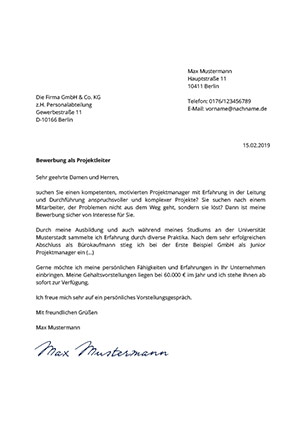 Anschreiben mit Zeitstrahl