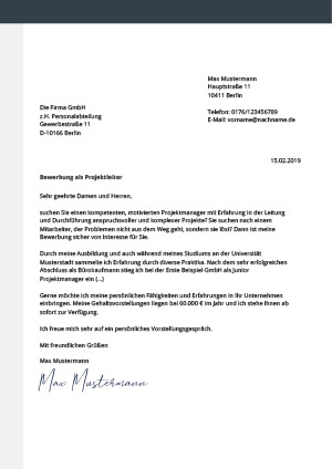 Anschreiben Vorlage mit Kopfzeile & Icons