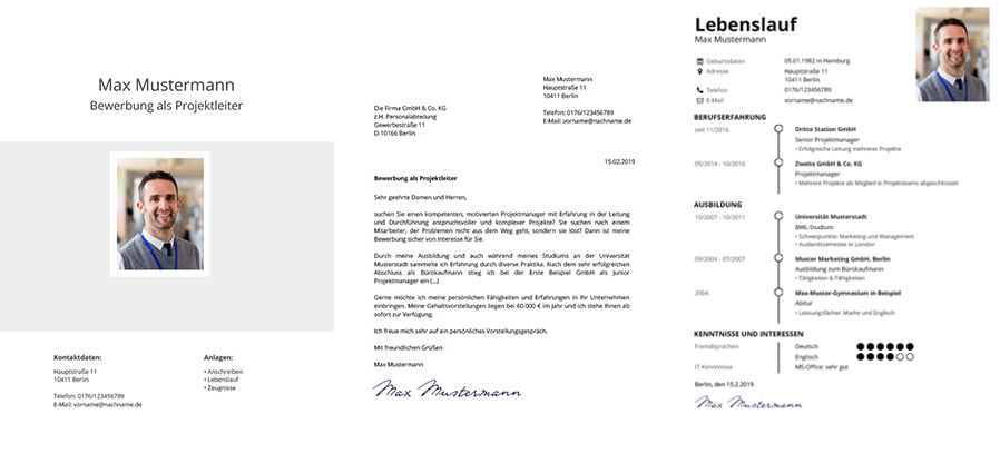 Bewerbungsvorlage mit Zeitstrahl