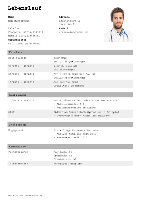 lebenslauf tabellarisch