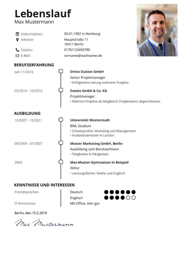 lebenslauf zeitstrahl